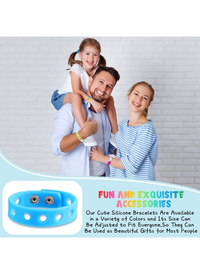Mtlee 36 Pieces Silicone Charm Bracelet Wristbands Adjustable Cute Kids Bracelets For Boys And Girls Swimming Identify Shoe Charms Birthday Presents 12 Colors (Stylish Color 8 Inch) - Image 4