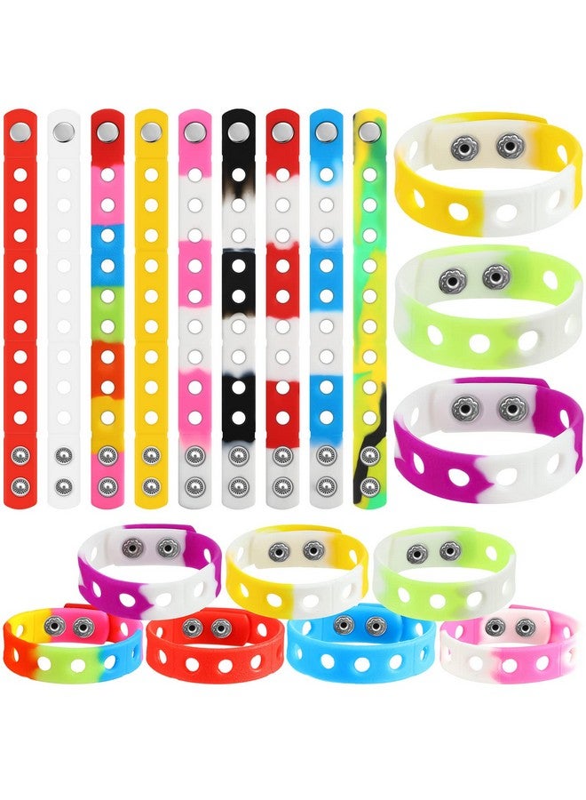 Mtlee 36 Pieces Silicone Charm Bracelet Wristbands Adjustable Cute Kids Bracelets For Boys And Girls Swimming Identify Shoe Charms Birthday Presents 12 Colors (Stylish Color 8 Inch) - Image 1