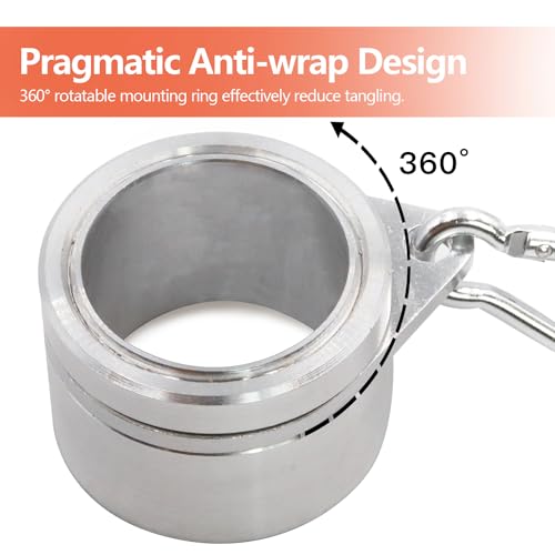 Anley 1.25" Aluminum Flagpole Mounting Rings Set - Anti Wrap 360° Rotatable Ring with Carabiners - Ideal for 1-1/4 Inch Diameter Flag Pole & Flag with 2 Grommets (Silver, Pack of 2) - Image 3