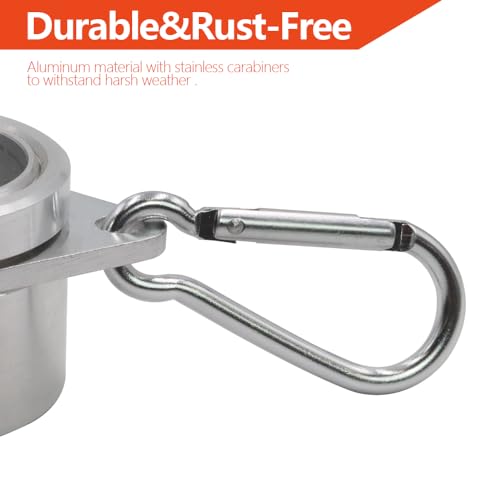 Anley 1.25" Aluminum Flagpole Mounting Rings Set - Anti Wrap 360° Rotatable Ring with Carabiners - Ideal for 1-1/4 Inch Diameter Flag Pole & Flag with 2 Grommets (Silver, Pack of 2) - Image 4