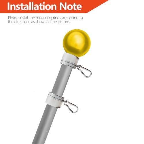 Anley 1.25" Aluminum Flagpole Mounting Rings Set - Anti Wrap 360° Rotatable Ring with Carabiners - Ideal for 1-1/4 Inch Diameter Flag Pole & Flag with 2 Grommets (Silver, Pack of 2) - Image 5