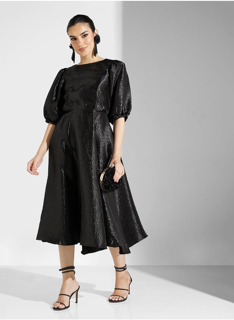 Closet London - Closet Gold Paneled Skirt Dress - Image 1