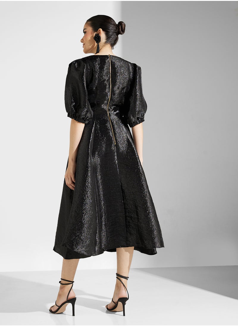 Closet London - Closet Gold Paneled Skirt Dress - Image 1
