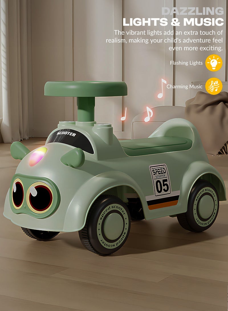 بيبي سيارة دفع للأطفال، سيارة دفع للأطفال الصغار مزودة بأضواء وموسيقى ومساحة تخزين | سيارة دفع للأطفال | سيارة دفع للأطفال الصغار من سنة إلى ثلاث سنوات، لون أخضر - Image 4