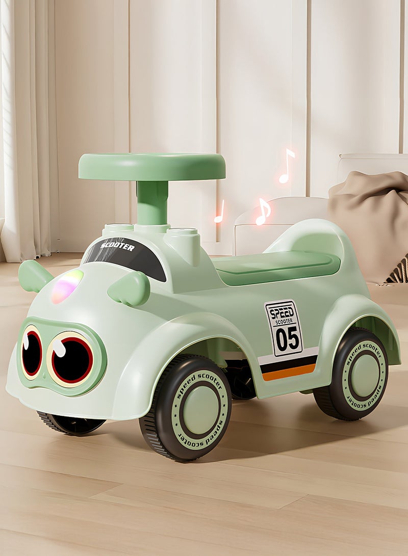 بيبي سيارة دفع للأطفال، سيارة دفع للأطفال الصغار مزودة بأضواء وموسيقى ومساحة تخزين | سيارة دفع للأطفال | سيارة دفع للأطفال الصغار من سنة إلى ثلاث سنوات، لون أخضر - Image 1