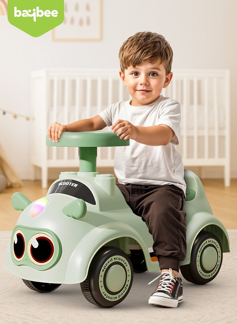 بيبي سيارة دفع للأطفال، سيارة دفع للأطفال الصغار مزودة بأضواء وموسيقى ومساحة تخزين | سيارة دفع للأطفال | سيارة دفع للأطفال الصغار من سنة إلى ثلاث سنوات، لون أخضر - Image 2