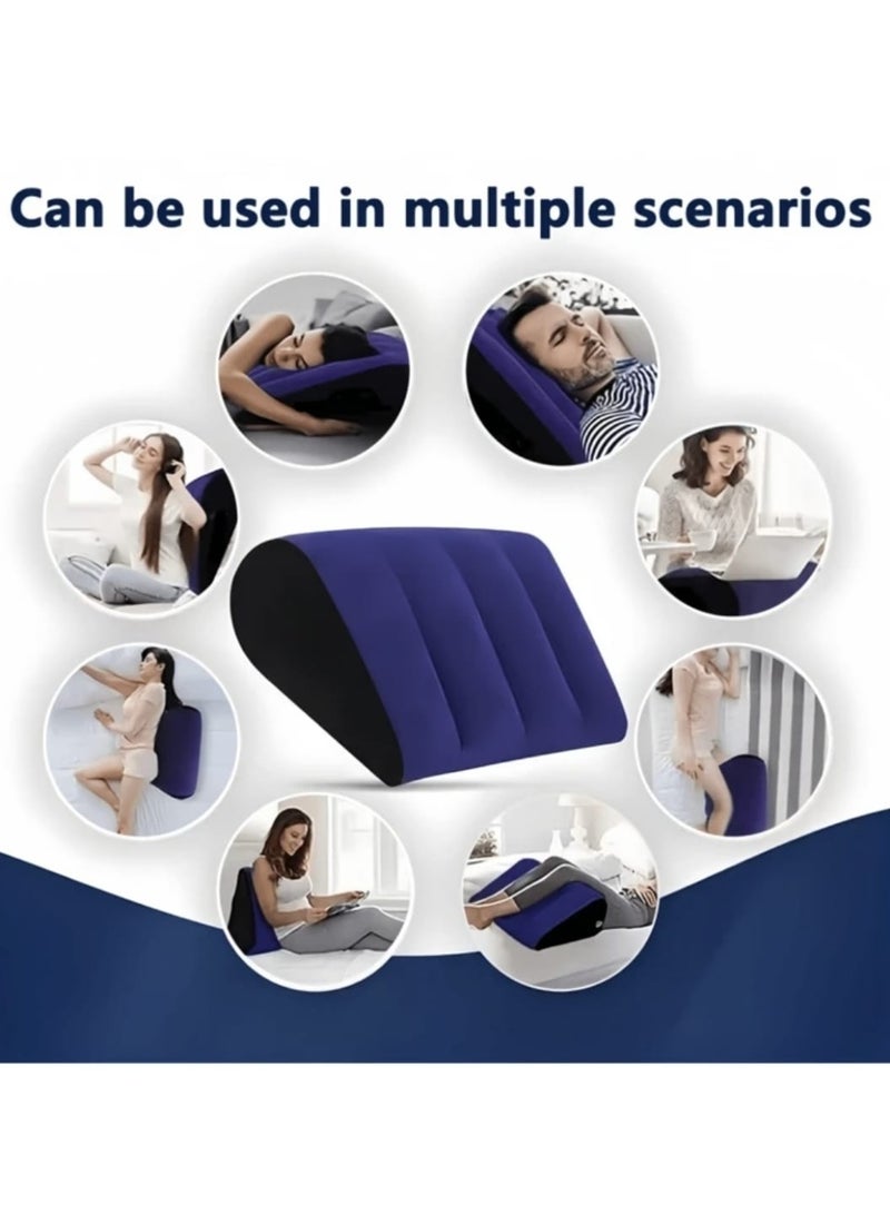 Portable inflatable pillow, lightweight inflatable cushion suitable for sleeping, leg elevation, back and neck support. - Image 1