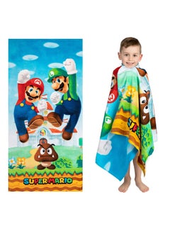 Franco Franco Super Mario Official Nintendo Kids Super Soft Cotton Bath Pool Beach Towel 58 In X 28 In By  - Image 1