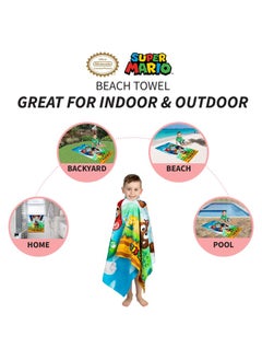 Franco Franco Super Mario Official Nintendo Kids Super Soft Cotton Bath Pool Beach Towel 58 In X 28 In By  - Image 2