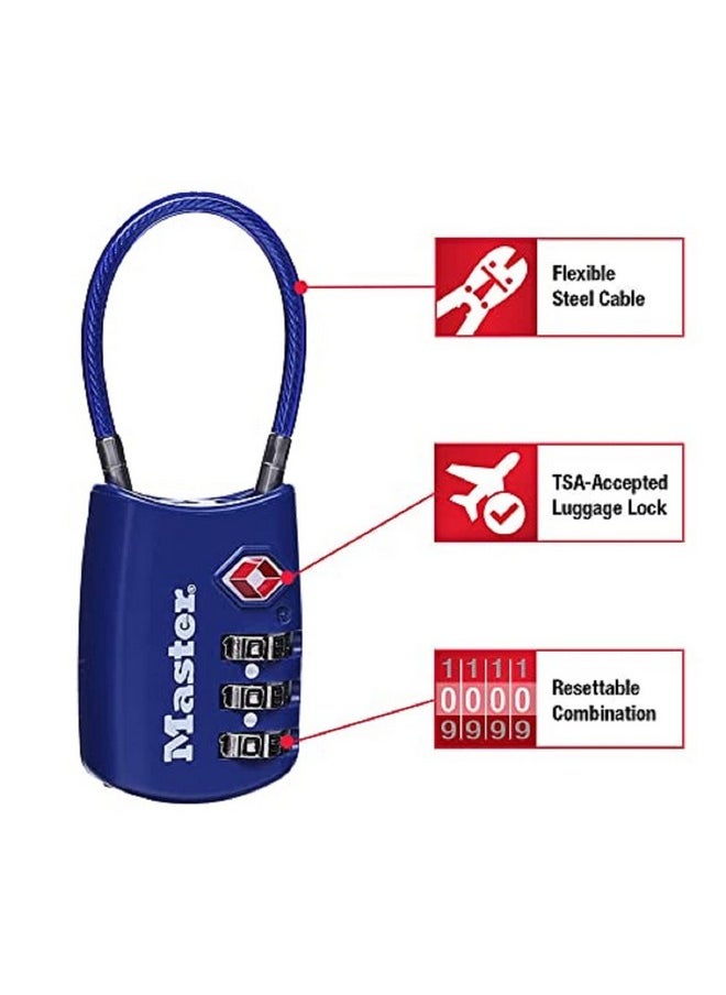 Master Lock Master Lock Padlock, Set Your Own Combination TSA Locks for Luggage, Travel Zipper Lock with Cable Shackle is 1-3/16 in. Wide, Colors May Vary, 4688T, 2 Count (Pack of 1)  - Image 2