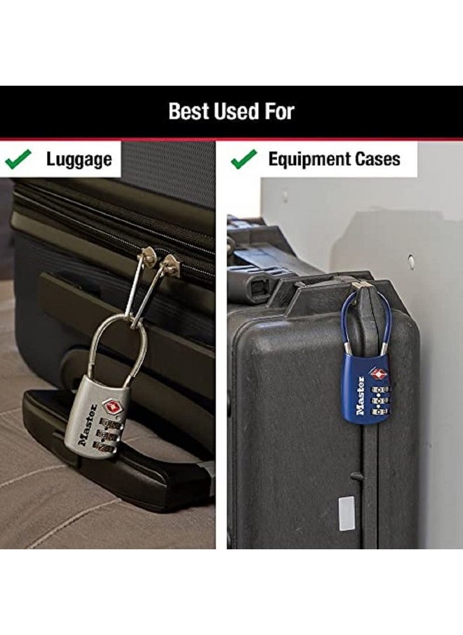 Master Lock Master Lock Padlock, Set Your Own Combination TSA Locks for Luggage, Travel Zipper Lock with Cable Shackle is 1-3/16 in. Wide, Colors May Vary, 4688T, 2 Count (Pack of 1)  - Image 3