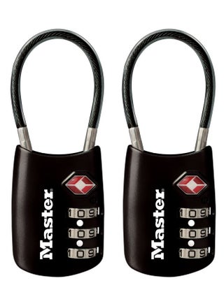 Master Lock Padlock, Set Your Own Combination TSA Locks for Luggage, Travel Zipper Lock with Cable Shackle is 1-3/16 in. Wide, Colors May Vary, 4688T, 2 Count (Pack of 1) - pzsku/Z4F6E10C356B053746B41Z/45/1747979947/7af4728a-1244-4527-abb7-bd687ed12e91
