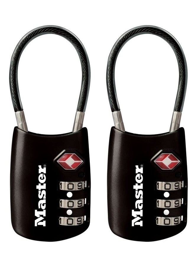 Master Lock Master Lock Padlock, Set Your Own Combination TSA Locks for Luggage, Travel Zipper Lock with Cable Shackle is 1-3/16 in. Wide, Colors May Vary, 4688T, 2 Count (Pack of 1)  - Image 1