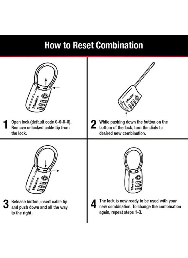 Master Lock Master Lock Padlock, Set Your Own Combination TSA Locks for Luggage, Travel Zipper Lock with Cable Shackle is 1-3/16 in. Wide, Colors May Vary, 4688T, 2 Count (Pack of 1)  - Image 5
