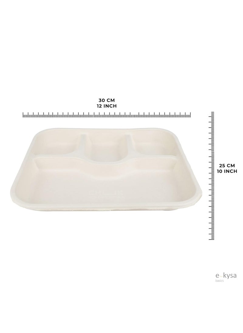 e kysa basics Disposable Bagasse Plates with 4 Compartments Set of 15 pcs Beige