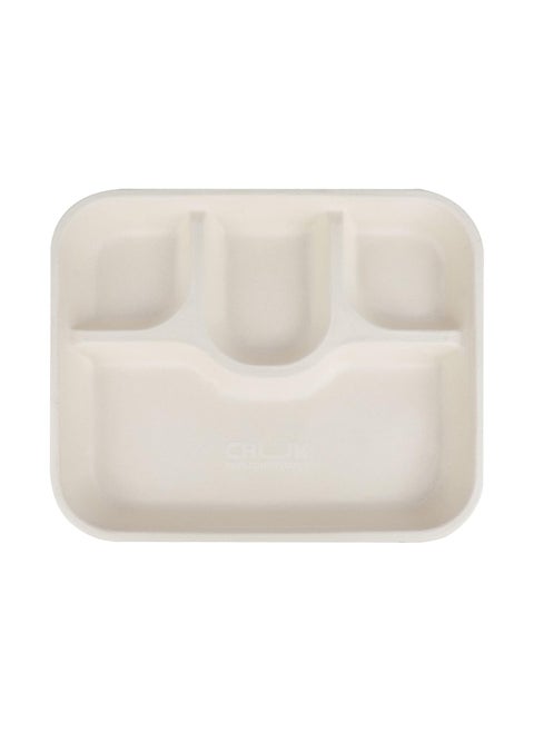 e kysa basics Disposable Bagasse Plates with 4 Compartments Set of 15 pcs Beige