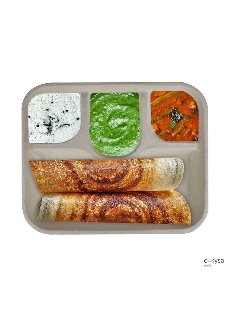 e kysa basics Disposable Bagasse Plates with 4 Compartments Set of 15 pcs Beige