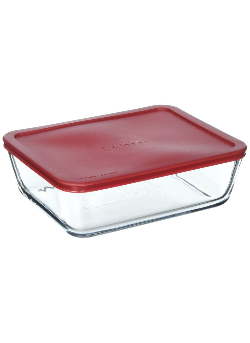 Anchor Hocking Anchor Hocking Classic Glass Food Storage Container with Lid Red 11 Cup Clear Regular  77931 
