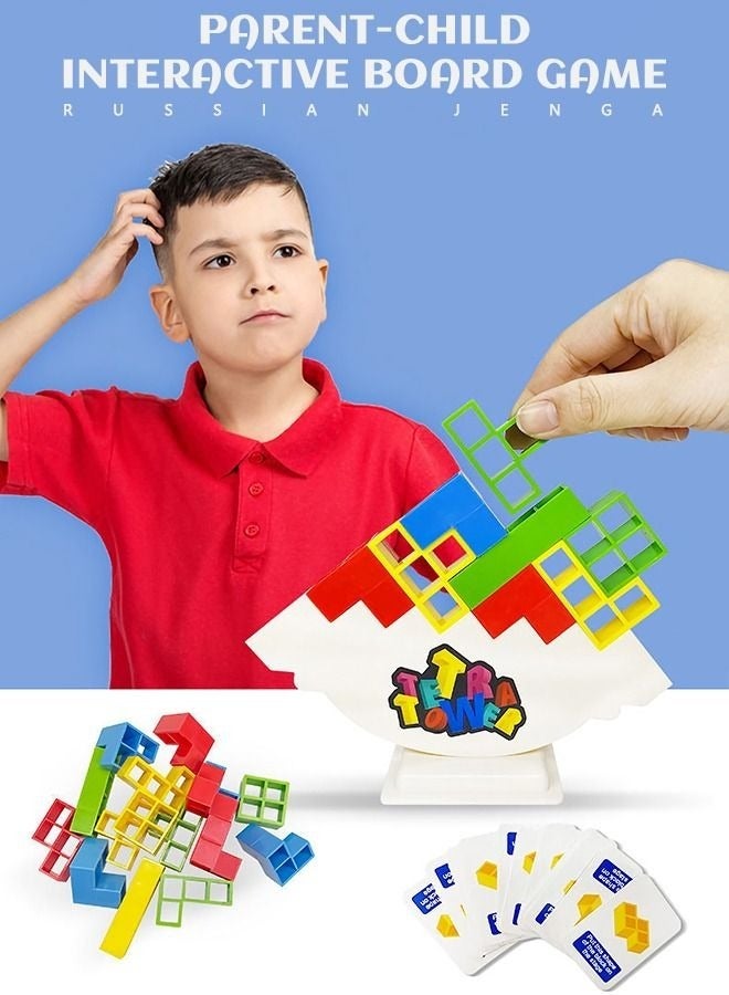 Zuelnote Balance block toys, plastic games, swinging and stacking high Russian building blocks, 16 pieces of colorful children's attention desk toys for children - Image 2