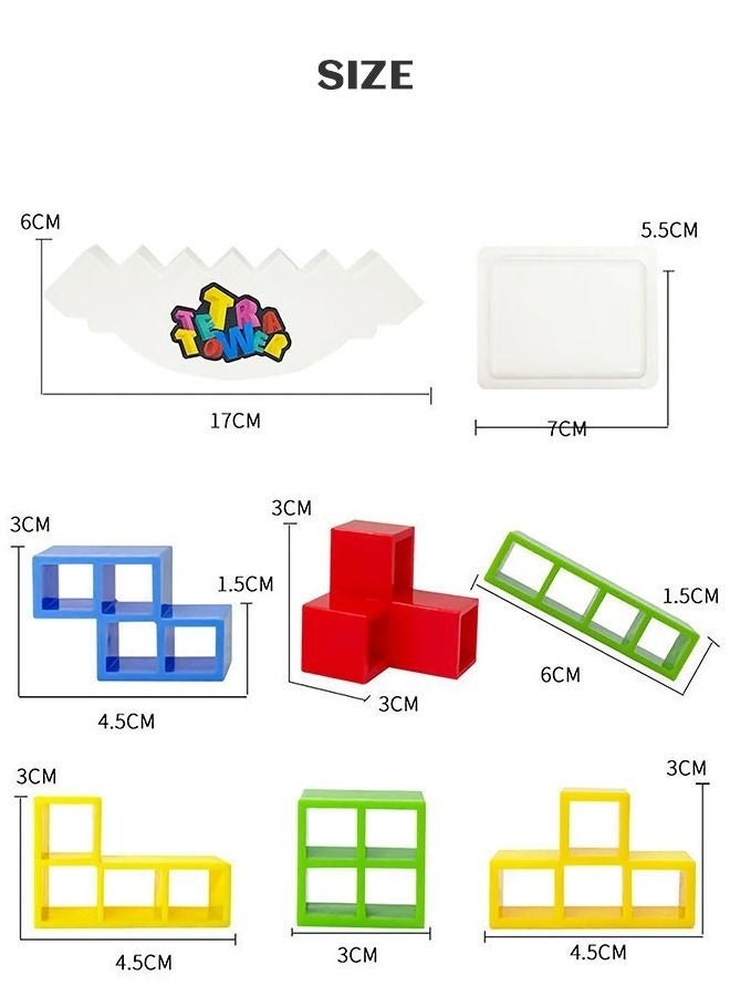 Zuelnote Balance block toys, plastic games, swinging and stacking high Russian building blocks, 16 pieces of colorful children's attention desk toys for children - Image 3