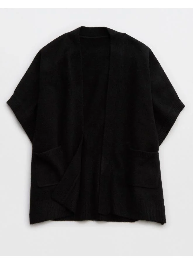 آري من امريكان ايجل Aerie Unreal Diagonal Ribbed Cape Sleeve Cardigan