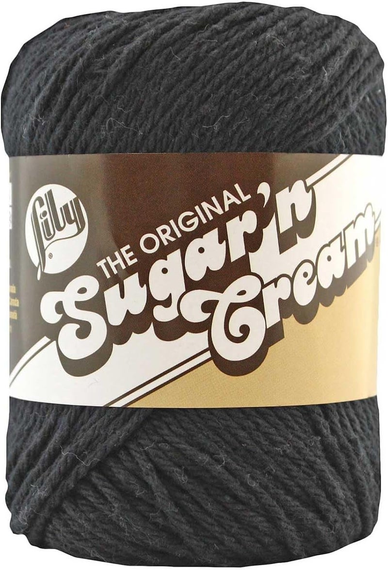 Lily Sugar 'N Cream The Original Solid Yarn - 2.5oz Black Cotton Yarn for Crafts - Image 1