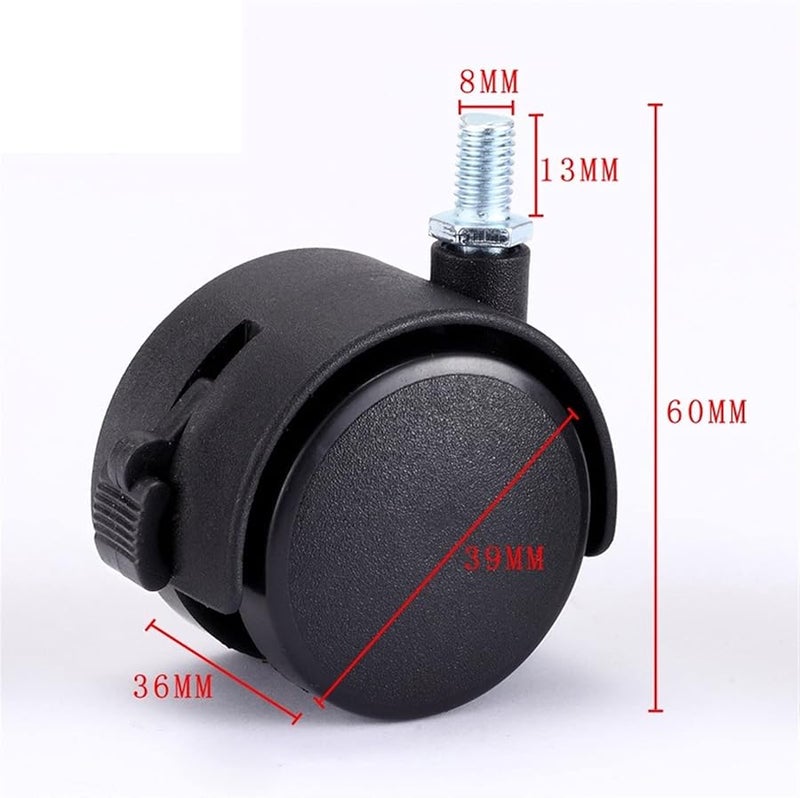 Swivel Caster Wheel With Brake 39mm M8 Screw Plate For Chair Furniture Trolley - Image 3