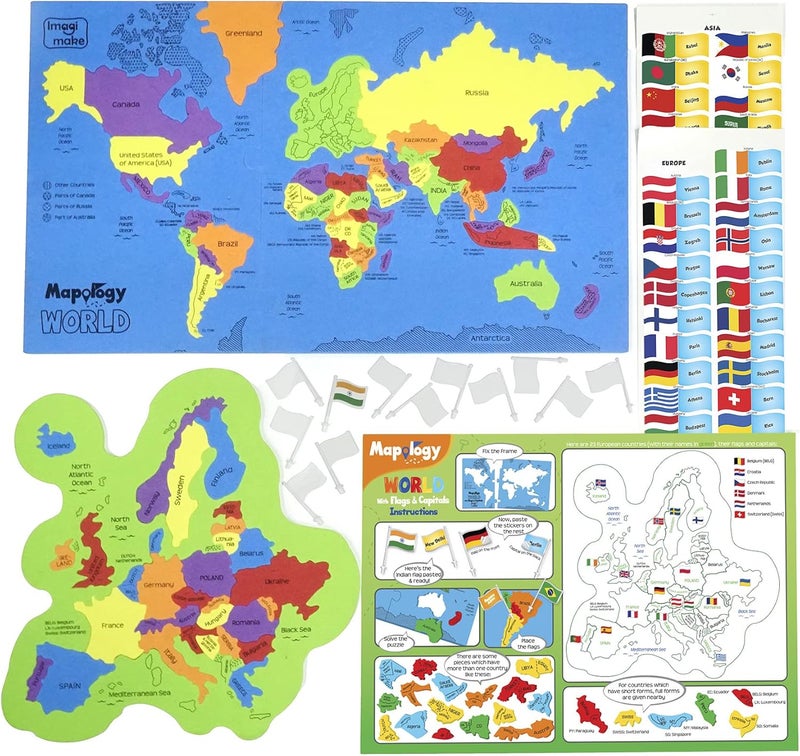 Mapology - Monuments of The World, Map Puzzle of India and World with Capitals and Flags of Countries, Educational Toy - Puzzles for Kids for Age 5 Years+, Best Gift for Boys & Girls - Image 3