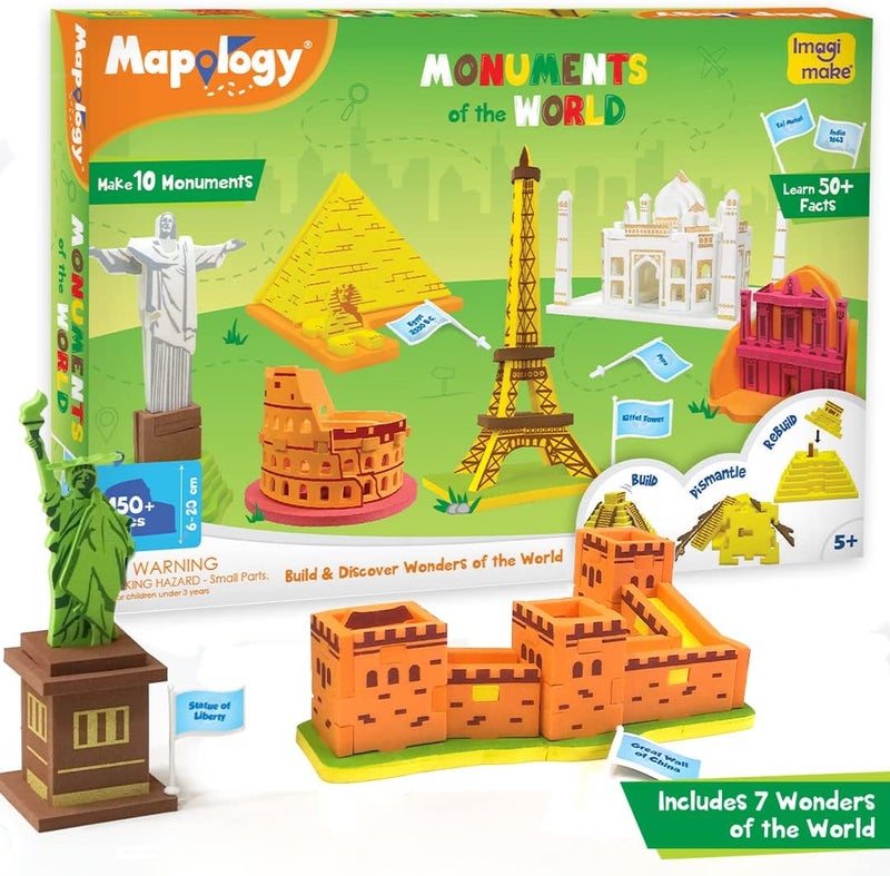 Mapology - Monuments of The World, Map Puzzle of India and World with Capitals and Flags of Countries, Educational Toy - Puzzles for Kids for Age 5 Years+, Best Gift for Boys & Girls - Image 4