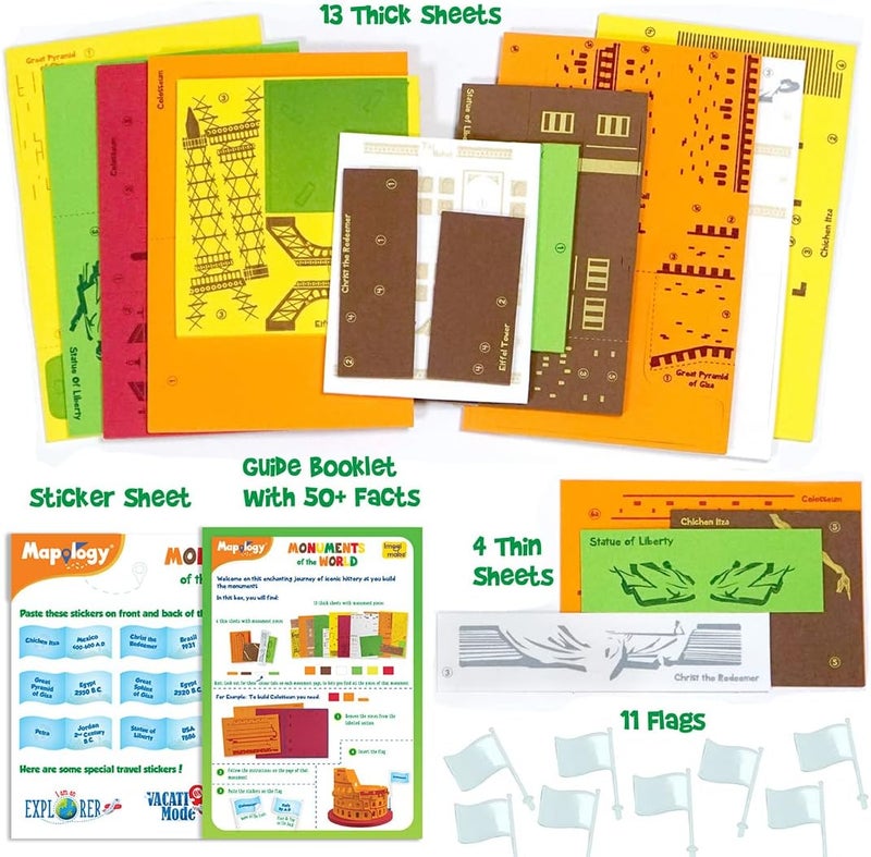 Mapology - Monuments of The World, Map Puzzle of India and World with Capitals and Flags of Countries, Educational Toy - Puzzles for Kids for Age 5 Years+, Best Gift for Boys & Girls - Image 5