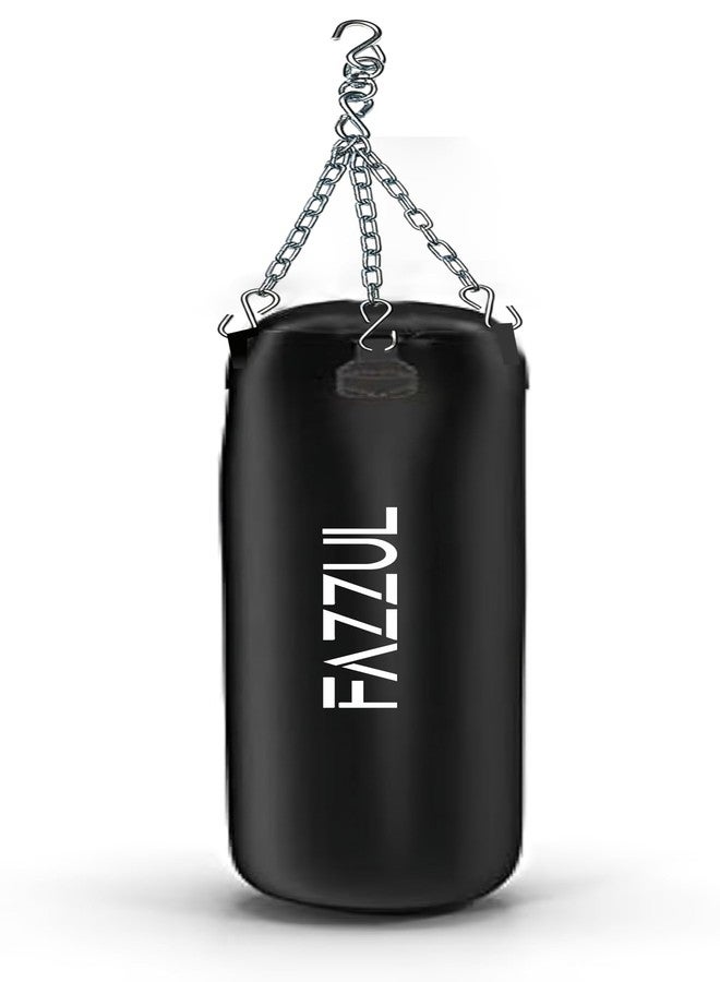 Fazzul Punching Bag for Home Gym Heavy Duty Boxing Punching Bag with Stainless Steel Hanging Chain 2Feet Unfilled Synthetic Leather and Hand Wrap for (MMA,Kickboxing,Muay Thai,Taekwondo,Judo,Karate). Black - Image 2