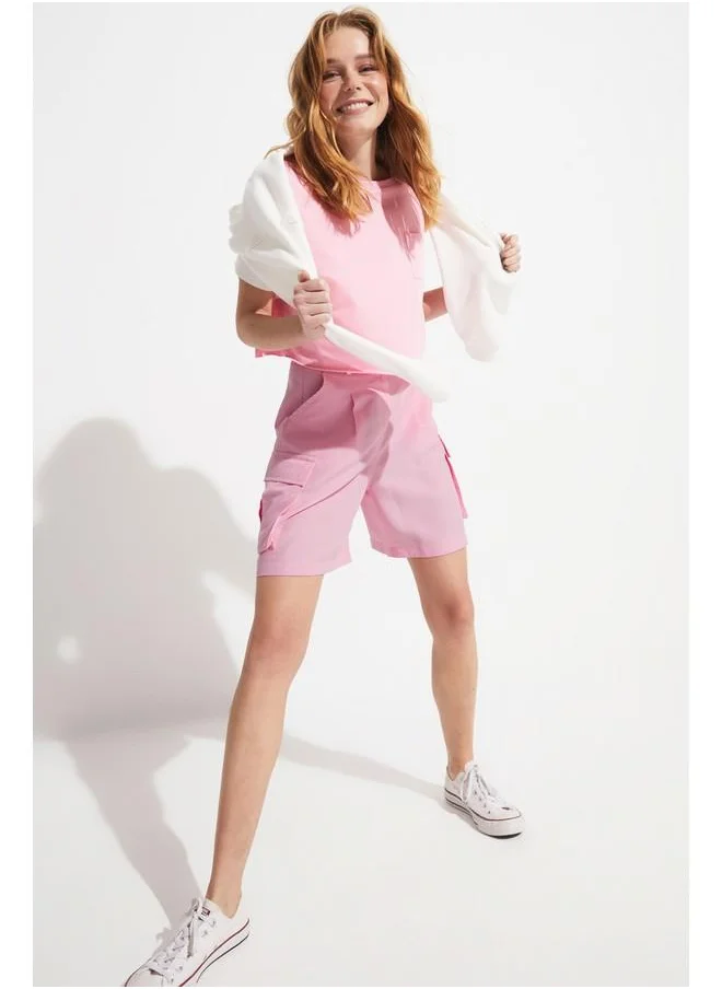 JUNE June Women Cargo Pocket Short Pink