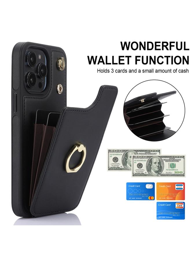 اس-توب حافظة هاتف iPhone 15 Plus YM005 بملمس الجلد مع حقيبة بطاقات وحبل طويل - Image 2