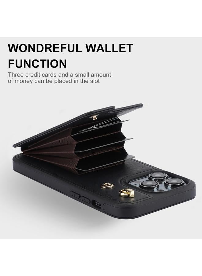 اس-توب حافظة هاتف iPhone 15 Plus YM005 بملمس الجلد مع حقيبة بطاقات وحبل طويل - Image 3