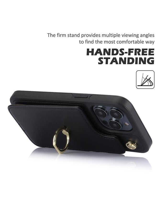 اس-توب حافظة هاتف iPhone 15 Plus YM005 بملمس الجلد مع حقيبة بطاقات وحبل طويل - Image 5