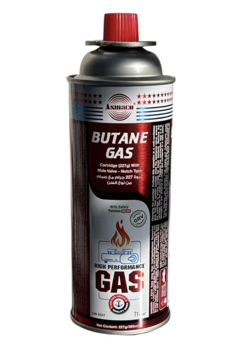 اسماكو عبوة واحدة عبوة غاز البوتان سعة 227 غ / ضغط عالي بصمام أمان، خالية من التسرب واحتراق نظيف، معتمدة من ساسو، صنع في الإمارات
