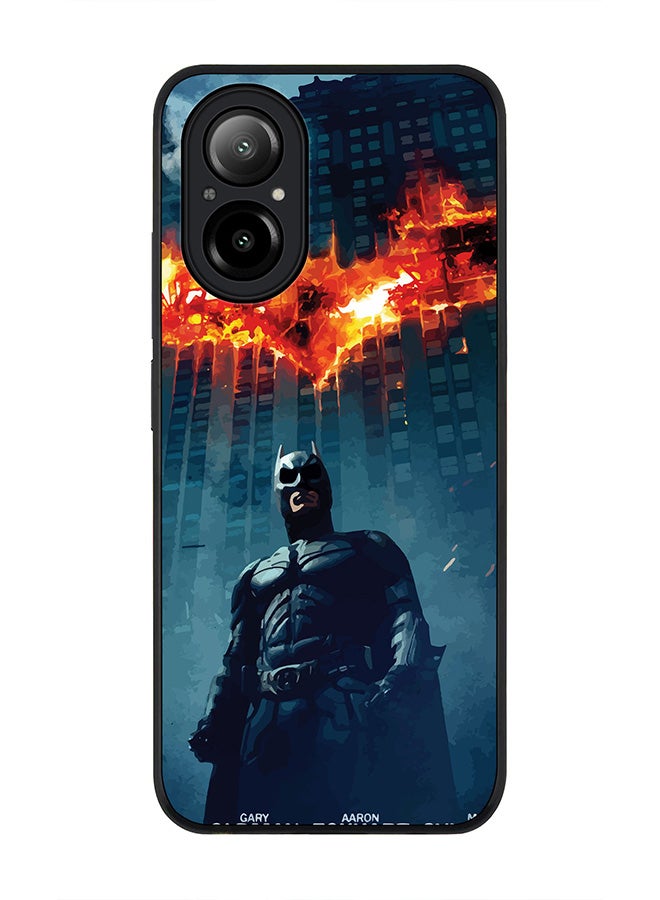 Stylizedd Rugged Black Edge Case for Realme C67 4G, Slim fit Soft Case Flexible Rubber Edges Anti Drop TPU Gel Thin Cover -  Burning Batman - Image 1