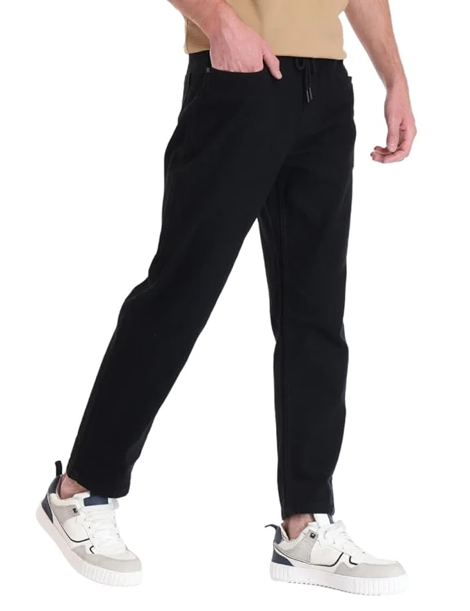 inkd Men's Jogger Jeans - Mid-Rise | Cotton Blend | Stretchable Fabric| Elasticated Waistband | Classic 5 Pocket Styling | Jeans for Men