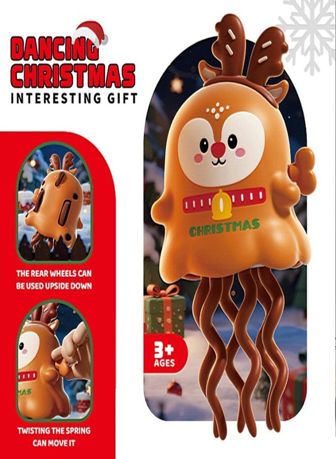 MANVI Octopus Toy for Kids, Wind-up Key Operated Dancing Jellyfish, Interactive Sensory Development for Infants & Kids, Crazy 5-Leg Action Crawling Toy (Antlers Reindeer) - Image 4
