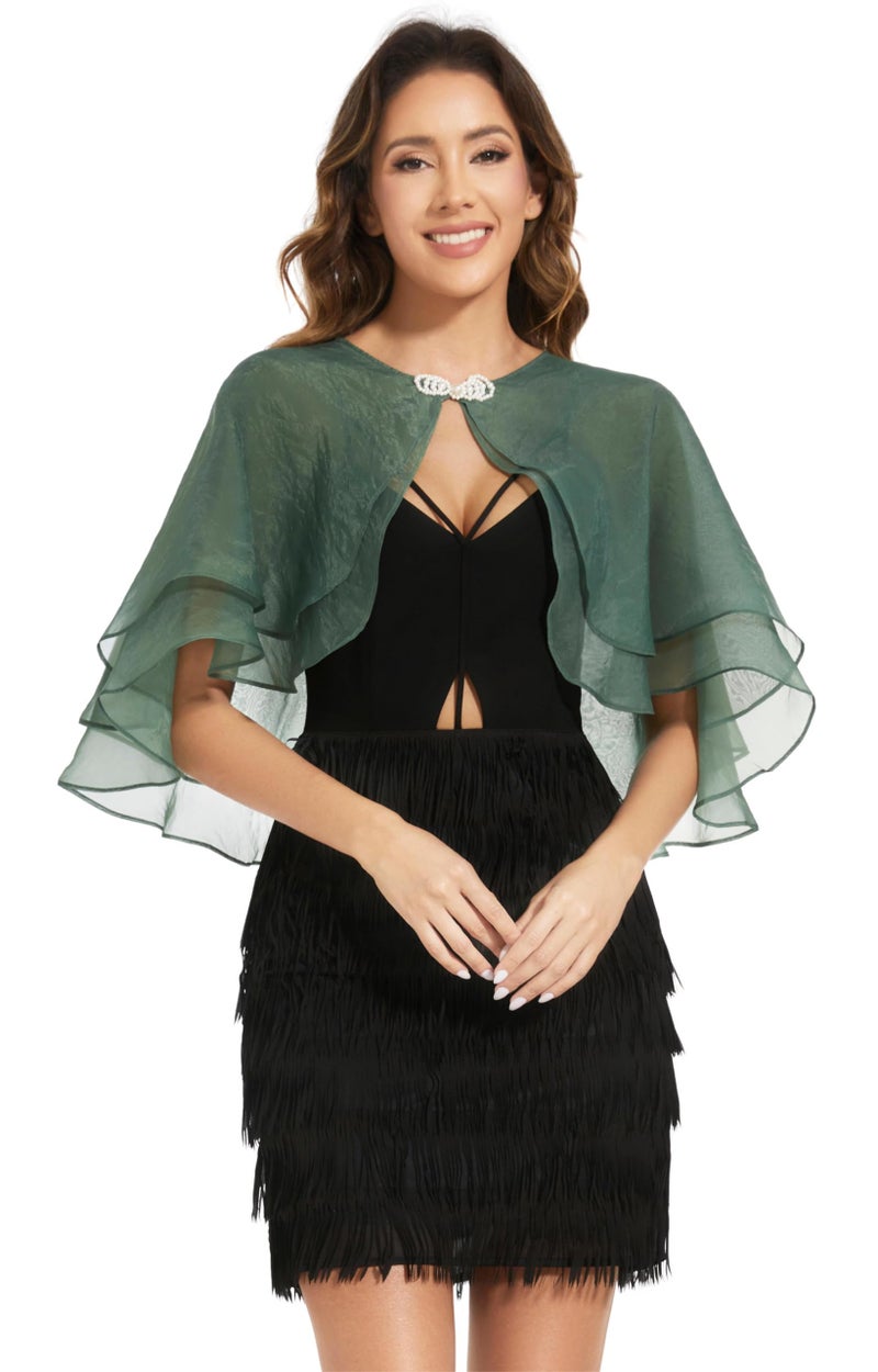 Sepsap Women's Sheer Tencel Shawls and Wraps for Evening Dresses Soft Wedding Cape Lightweight Bridesmaid Scarves Cover Up (Dark Green) - Image 3