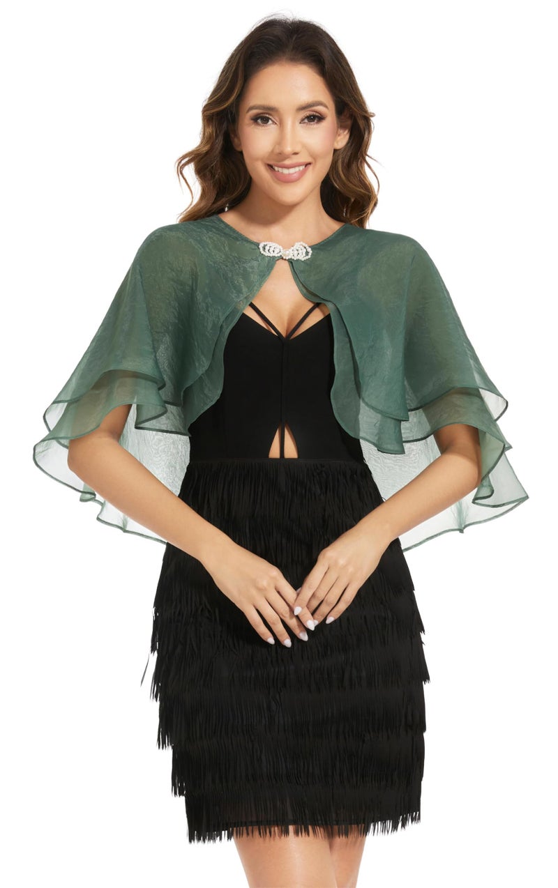 Sepsap Women's Sheer Tencel Shawls and Wraps for Evening Dresses Soft Wedding Cape Lightweight Bridesmaid Scarves Cover Up (Dark Green) - Image 1