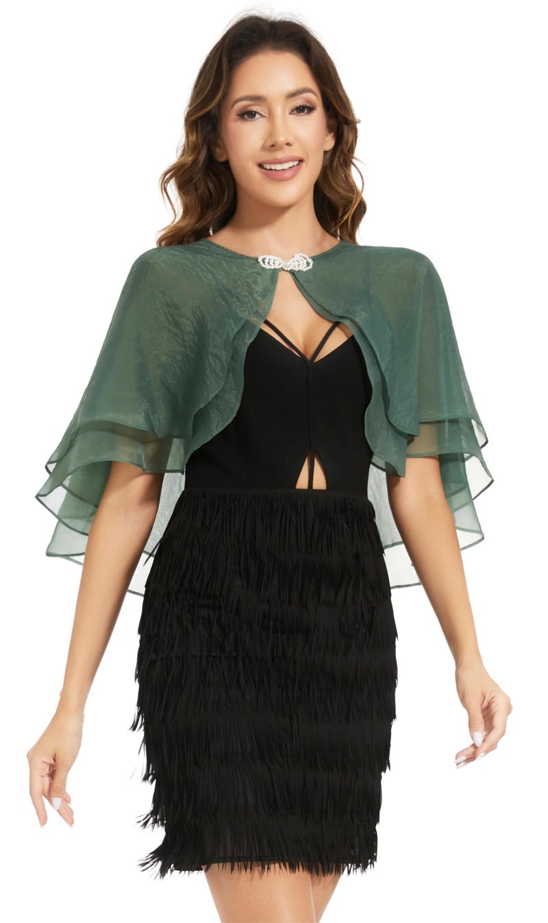 Sepsap Women's Sheer Tencel Shawls and Wraps for Evening Dresses Soft Wedding Cape Lightweight Bridesmaid Scarves Cover Up (Dark Green) - Image 4