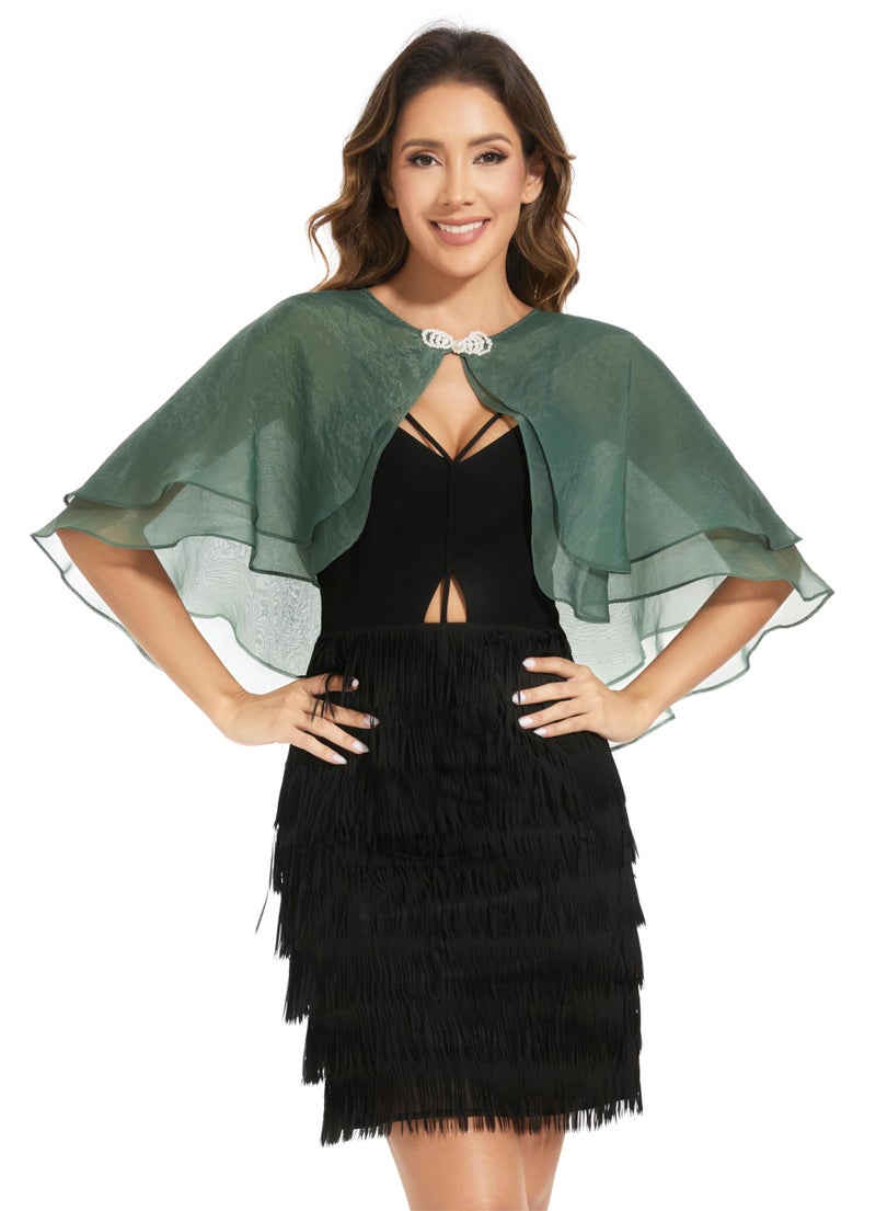 Sepsap Women's Sheer Tencel Shawls and Wraps for Evening Dresses Soft Wedding Cape Lightweight Bridesmaid Scarves Cover Up (Dark Green) - Image 2