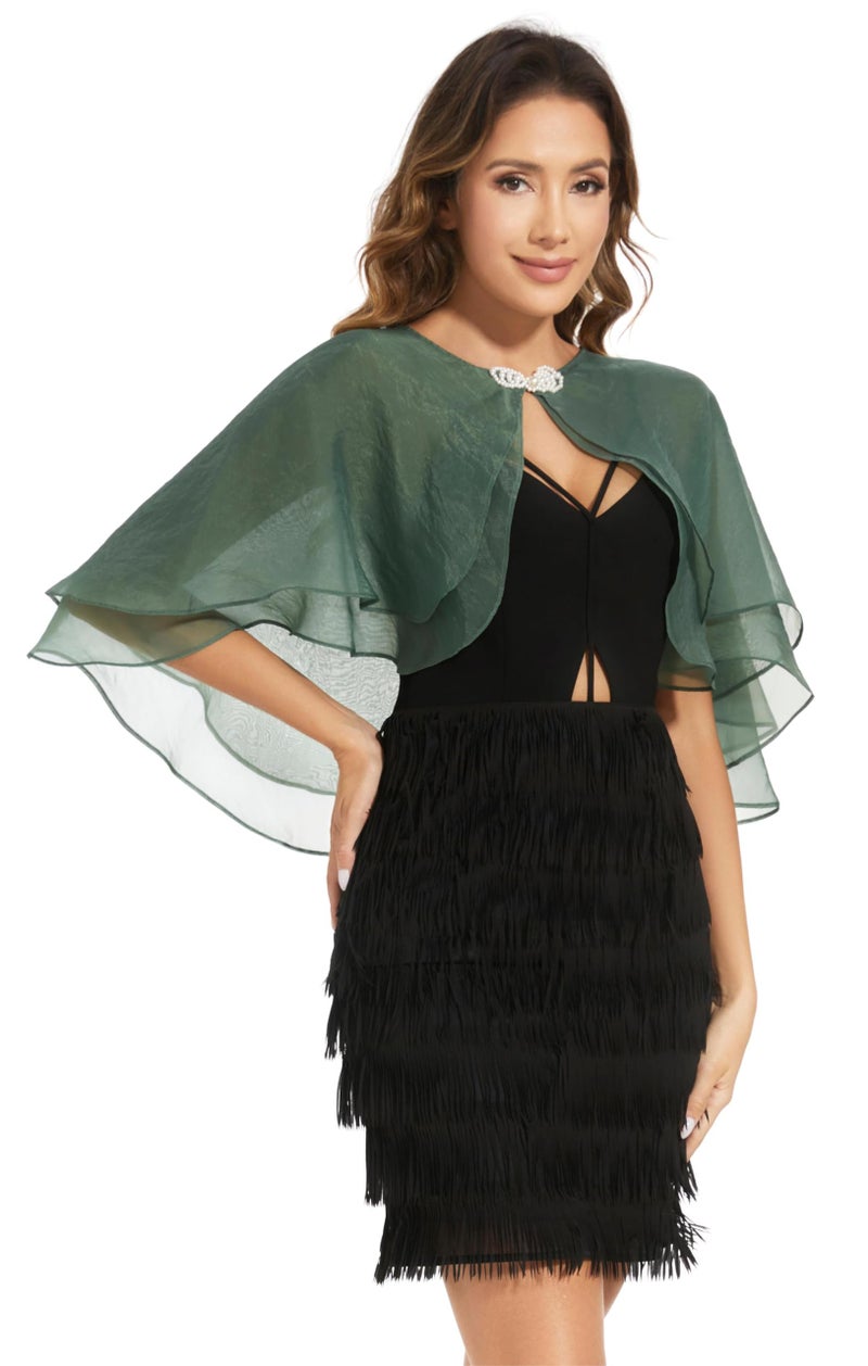 Sepsap Women's Sheer Tencel Shawls and Wraps for Evening Dresses Soft Wedding Cape Lightweight Bridesmaid Scarves Cover Up (Dark Green) - Image 5