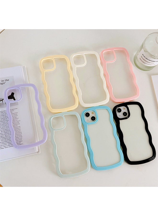 For Apple 13Promax XR Wavy Frame IPhone12 Simple 14 Material 15 Mobile Phone Case-Color:Purple (big Wave Transparent Two-in-one)-Applicable Model:iPhone 16 Plus