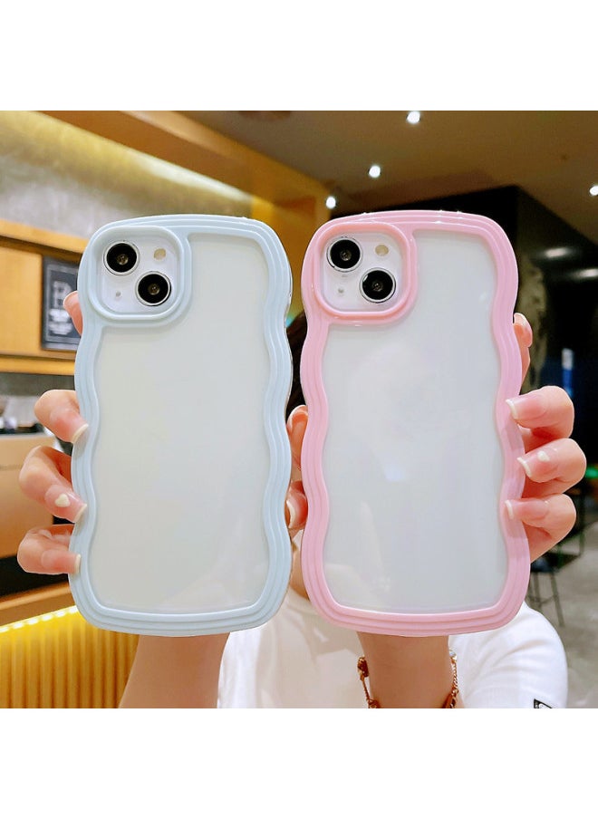 For Apple 13Promax XR Wavy Frame IPhone12 Simple 14 Material 15 Mobile Phone Case-Color:Purple (big Wave Transparent Two-in-one)-Applicable Model:iPhone 16 Plus