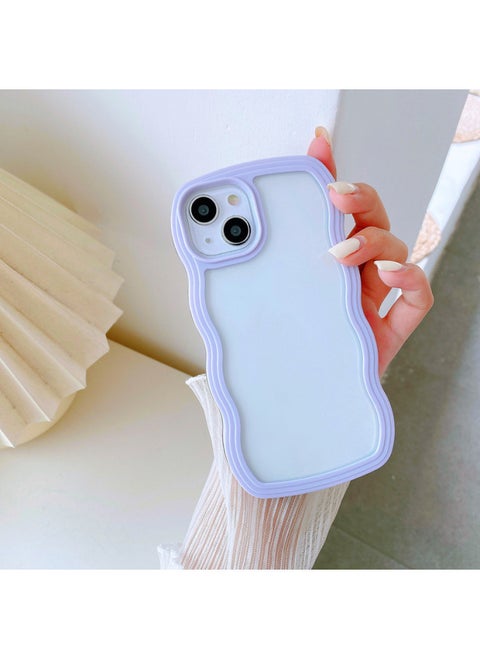 For Apple 13Promax XR Wavy Frame IPhone12 Simple 14 Material 15 Mobile Phone Case-Color:Purple (big Wave Transparent Two-in-one)-Applicable Model:iPhone 16 Plus