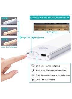 Alruht Motion Sensor Light, 3-Color Dimming LED Rechargeable Under Cabinet Night Light, Slim Magnetic Closet Light, Wireless Light for Kitchen, Staircase, Wardrobe, Hallway  - Image 3