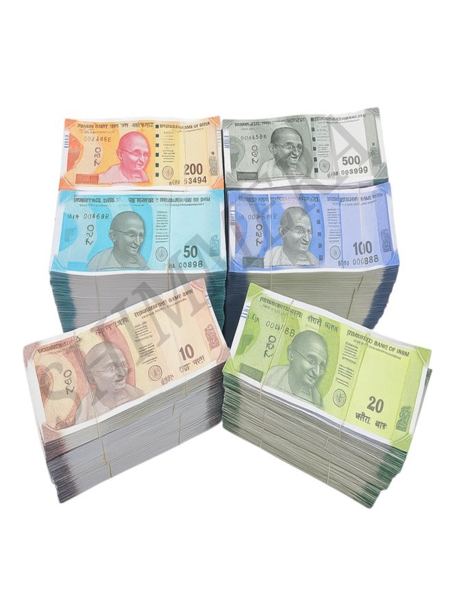 Shimmera 600 Fake Currency Notes for Kids, 100 x 6 = 600 Playing Notes (10, 20, 50, 100, 200, 500) - Image 3