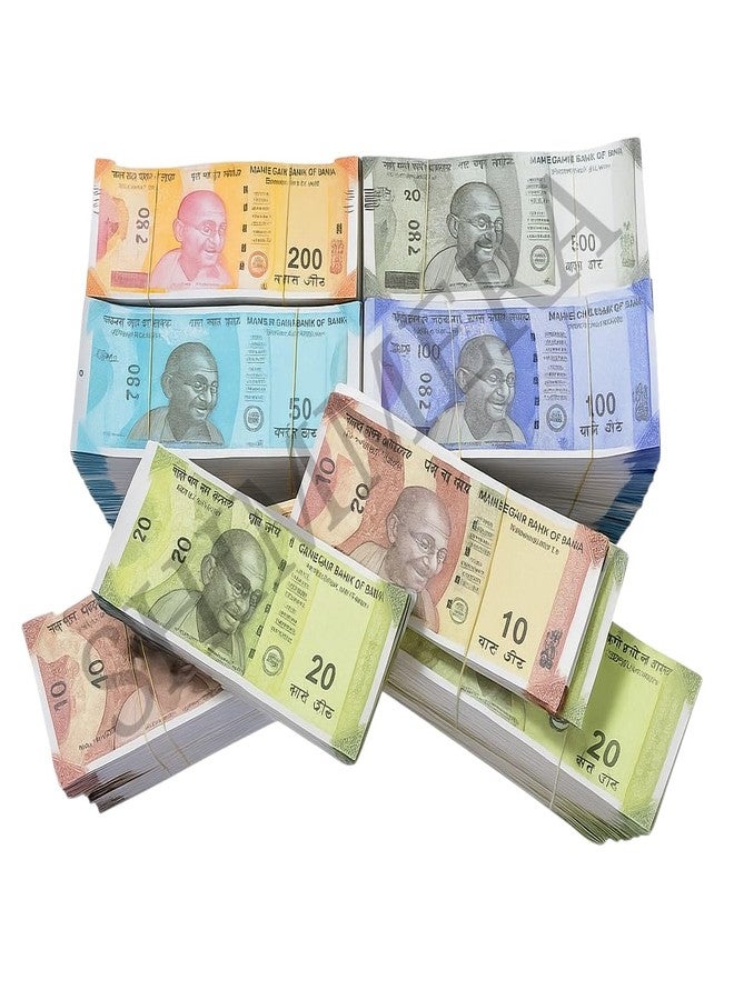 Shimmera 600 Fake Currency Notes for Kids, 100 x 6 = 600 Playing Notes (10, 20, 50, 100, 200, 500) - Image 1